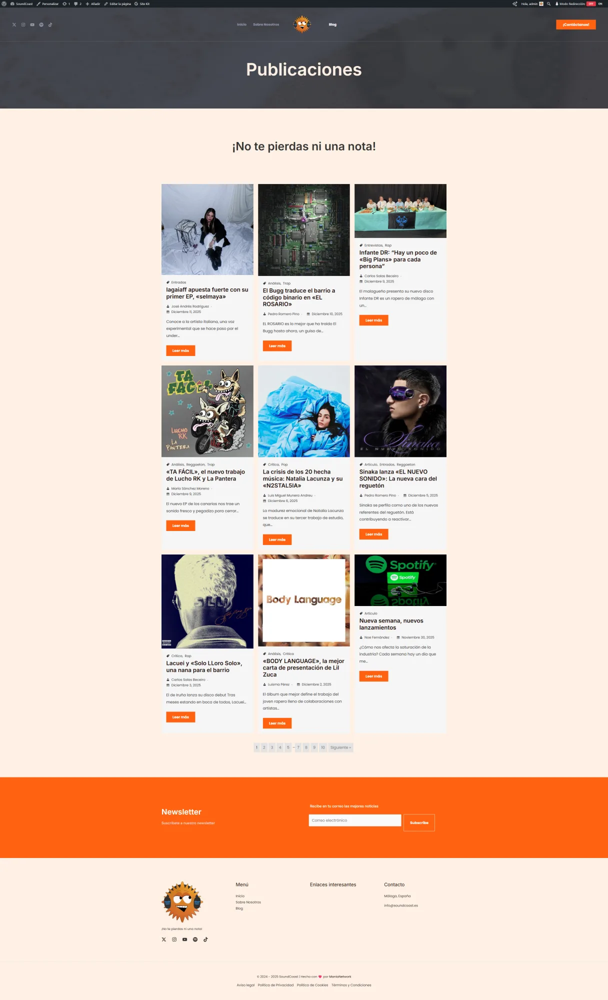 Listado de publicaciones de la primera versi&oacute;n de la web de SoundCoast.